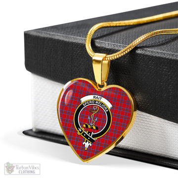 Rait Tartan Heart Necklace with Family Crest