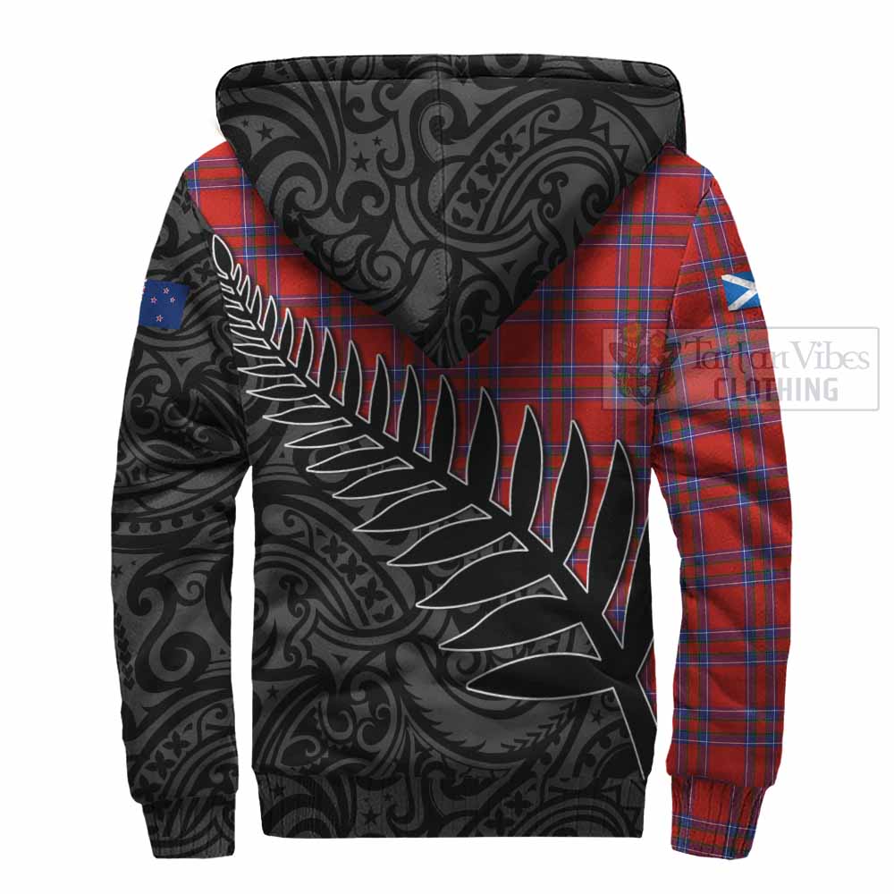 Tartan Vibes Clothing Rait Crest Tartan Sherpa Hoodie with New Zealand Silver Fern Half Style
