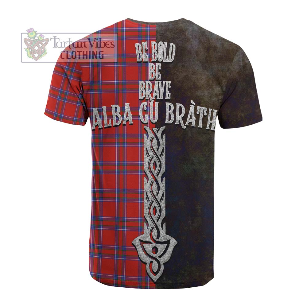 Tartan Vibes Clothing Rait Tartan Family Crest Cotton T-shirt Alba Gu Brath Be Brave Lion Ancient Style