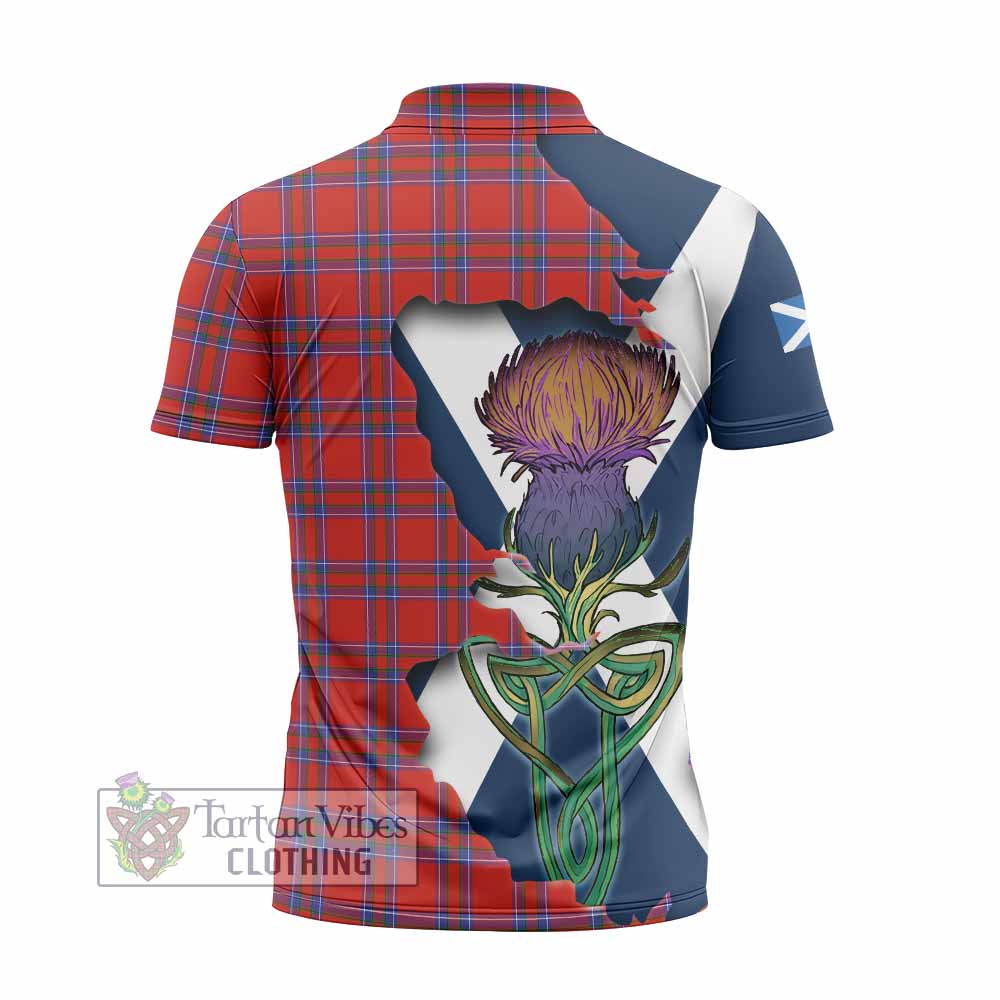 Tartan Vibes Clothing Rait Tartan Family Crest Zipper Polo Shirt Scottish Thistle Celtic Inspired