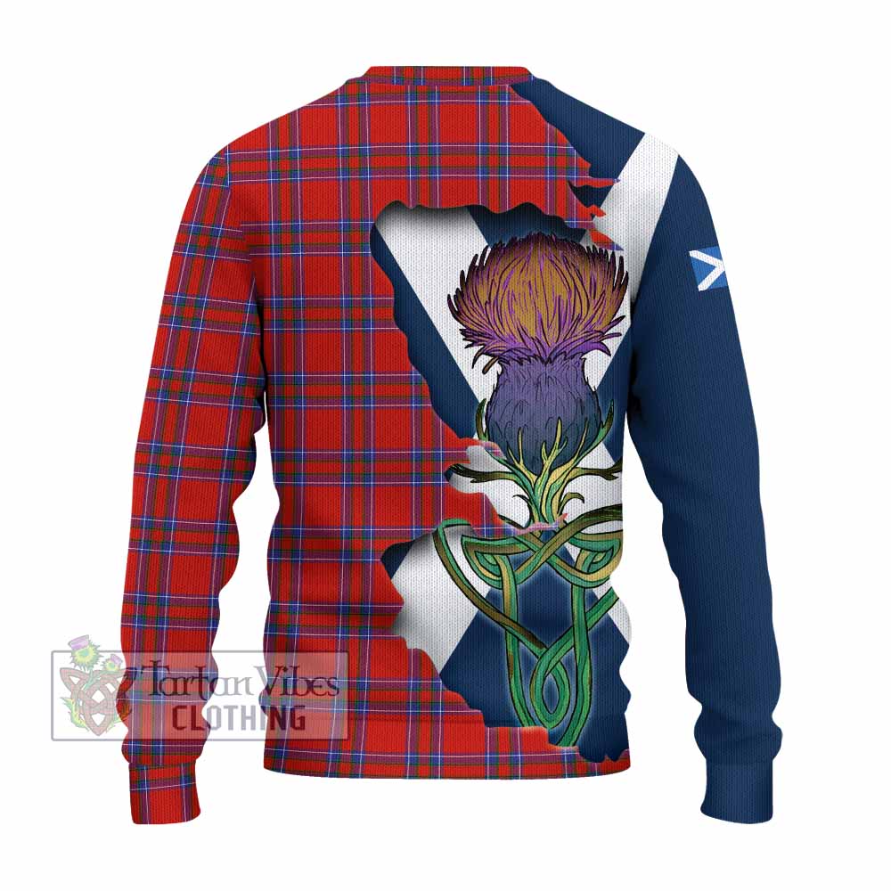 Tartan Vibes Clothing Rait Tartan Family Crest Knitted Sweater Scottish Thistle Celtic Inspired