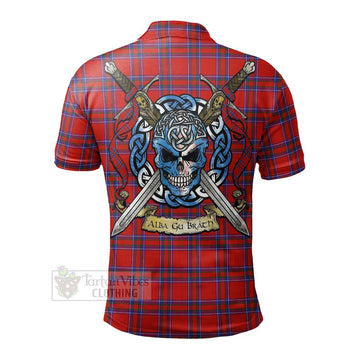 Rait Tartan Polo Shirt with Family Crest Celtic Skull Style