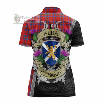 Rait Tartan Family Crest Women's Polo Shirt Lion Rampant Royal Thistle Shield Celtic Inspired