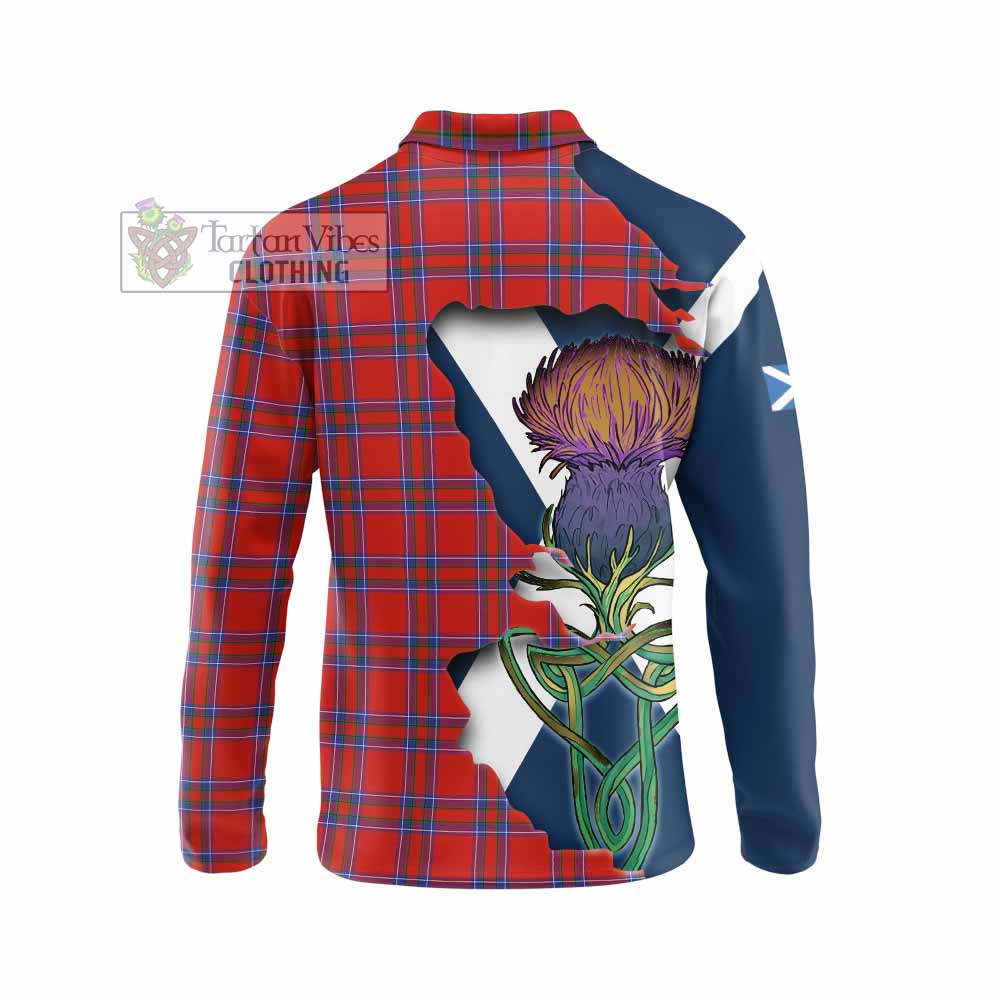 Tartan Vibes Clothing Rait Tartan Family Crest Long Sleeve Polo Shirt Scottish Thistle Celtic Inspired
