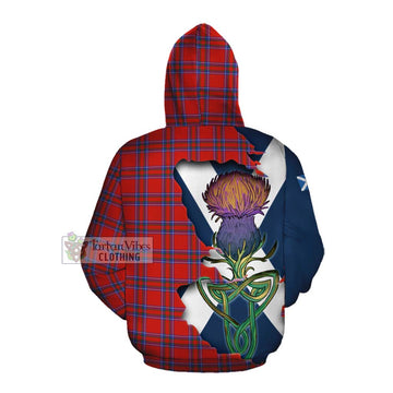 Rait Tartan Family Crest Cotton Hoodie Scottish Thistle Celtic Inspired