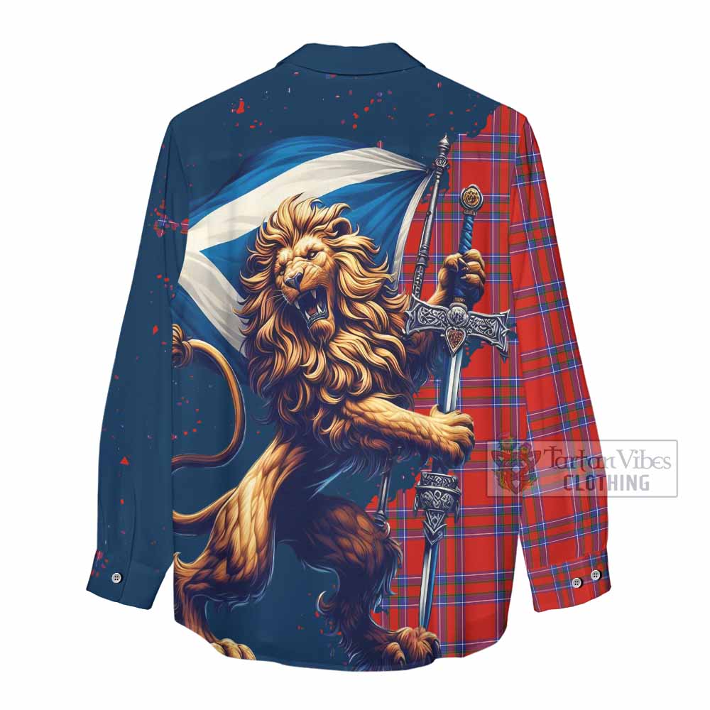 Tartan Vibes Clothing Rait Tartan Family Crest Women's Casual Shirt with Scottish Majestic Lion