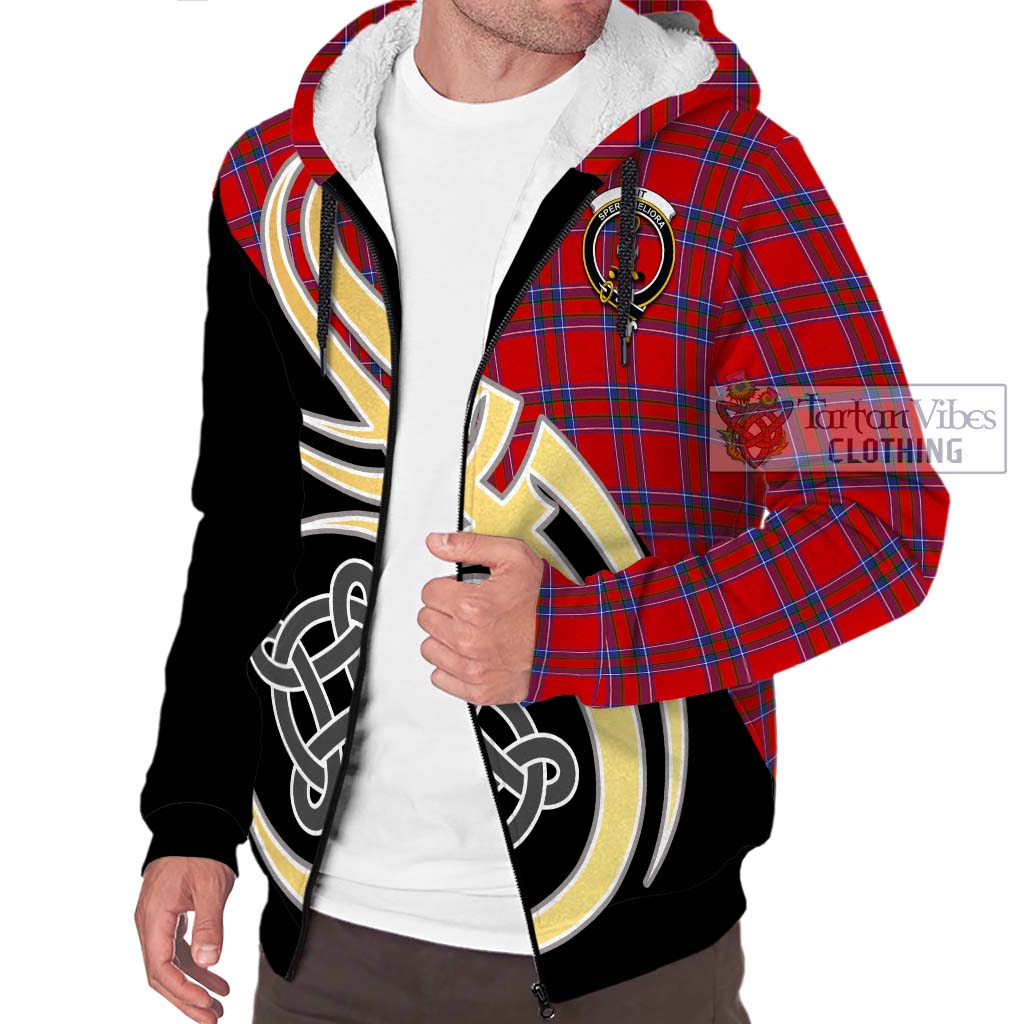 Rait Tartan Sherpa Hoodie with Family Crest and Celtic Symbol Style - Tartan Vibes Clothing