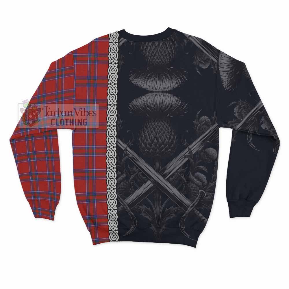 Tartan Vibes Clothing Rait Tartan Sweatshirt with Family Crest Cross Sword Thistle Celtic Vibes