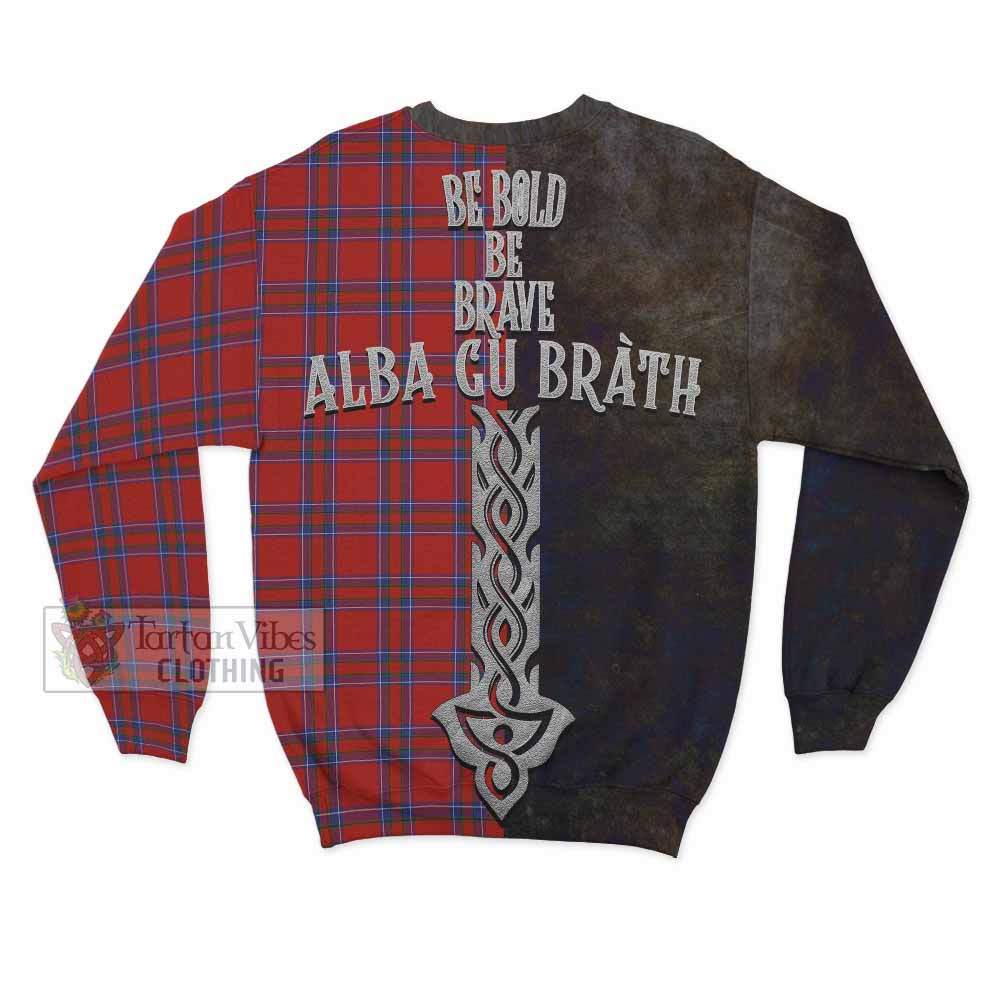 Tartan Vibes Clothing Rait Tartan Family Crest Sweatshirt Alba Gu Brath Be Brave Lion Ancient Style