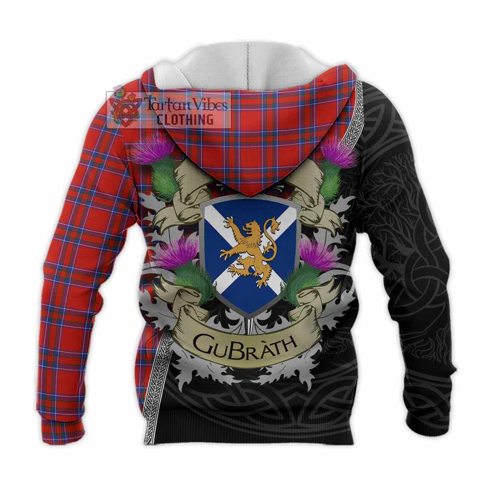 Tartan Vibes Clothing Rait Tartan Family Crest Knitted Hoodie Lion Rampant Royal Thistle Shield Celtic Inspired