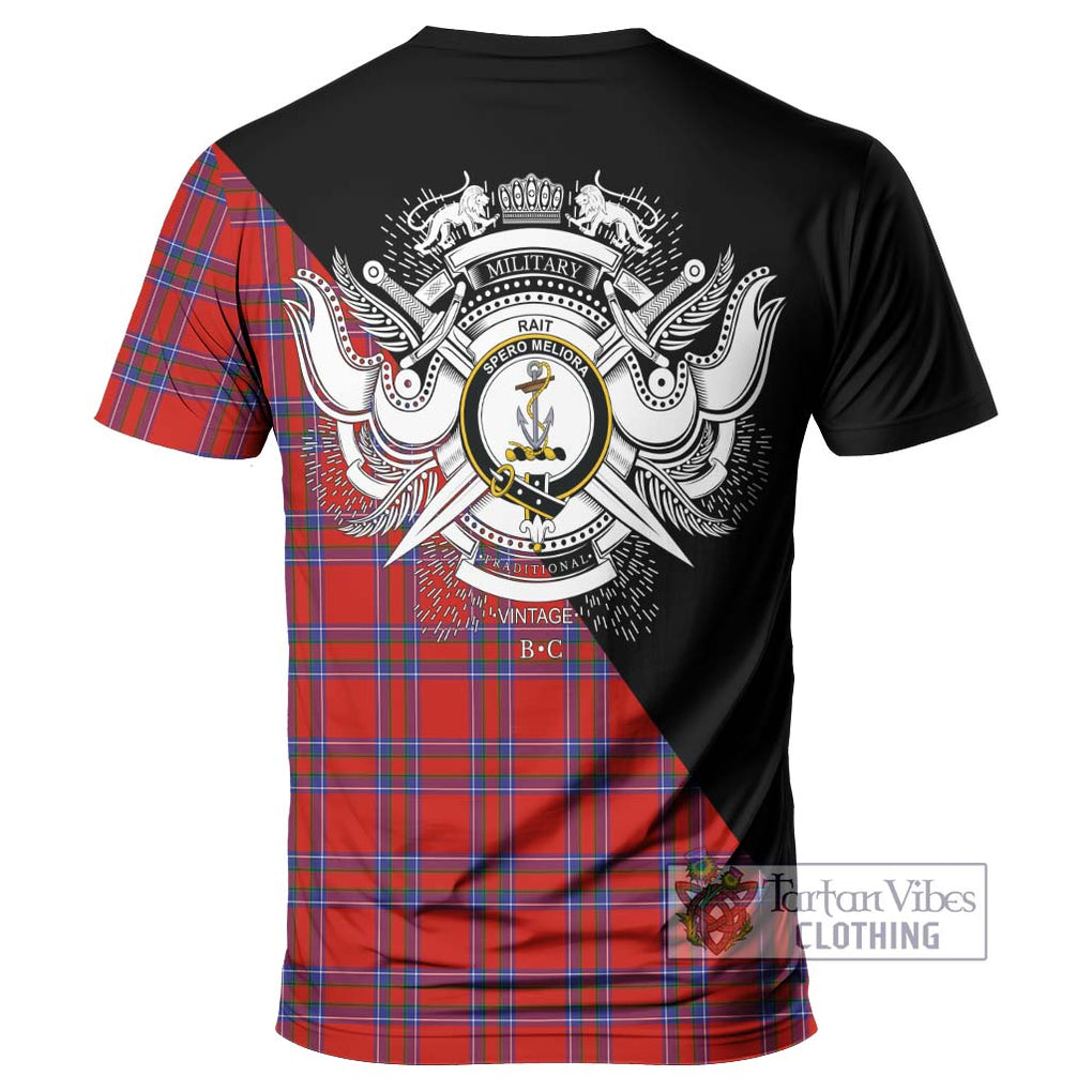Rait Tartan T-Shirt with Family Crest and Military Logo Style - Tartanvibesclothing Shop