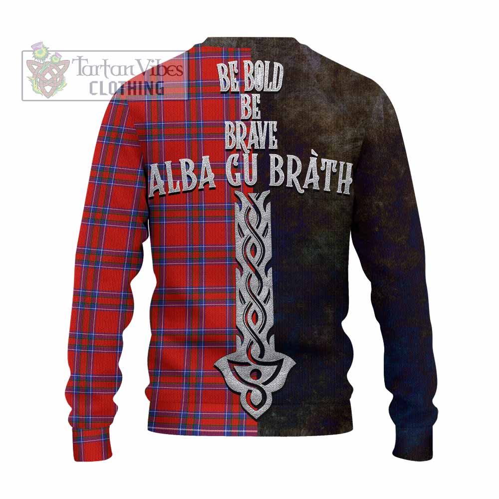 Tartan Vibes Clothing Rait Tartan Family Crest Knitted Sweater Alba Gu Brath Be Brave Lion Ancient Style