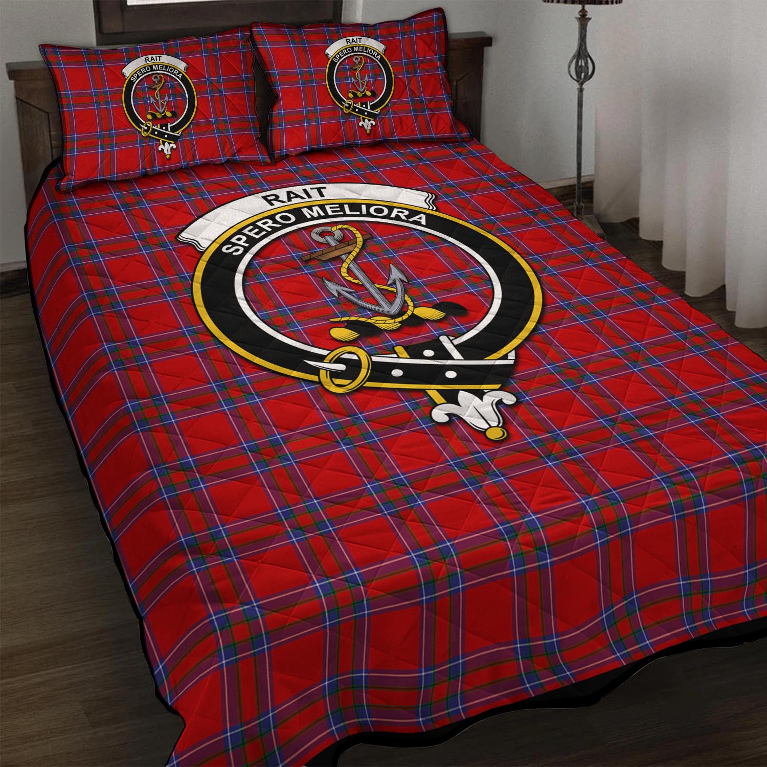 Rait Tartan Quilt Bed Set with Family Crest Tartan Vibes Clothing