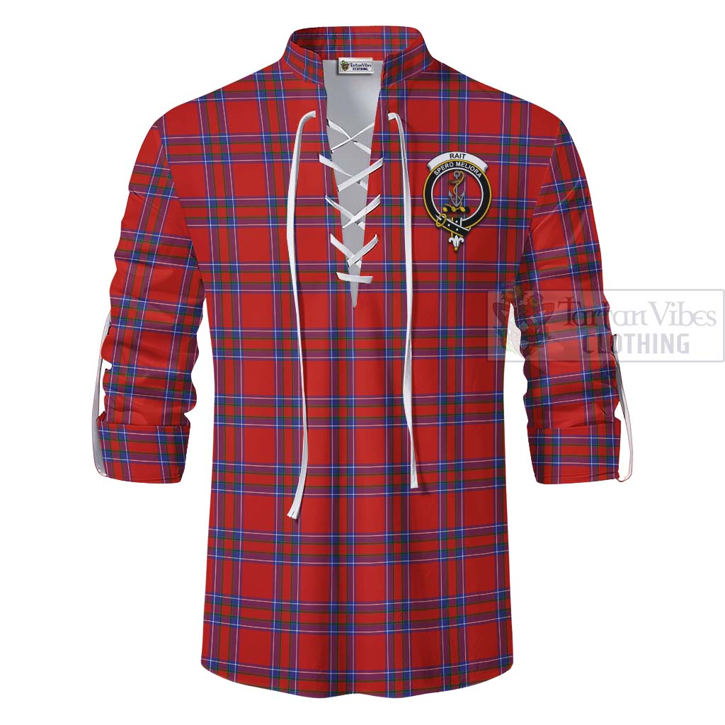 Tartan Vibes Clothing Rait Tartan Ghillie Kilt Shirt with Family Crest Celtic Skull Style