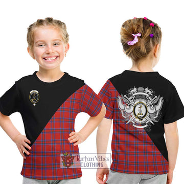 Rait Tartan Kid T-Shirt with Family Crest and Military Logo Style - Tartanvibesclothing Shop