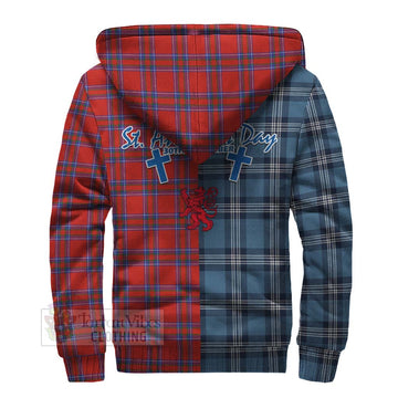 Rait Tartan Sherpa Hoodie Happy St. Andrew's Day Half Tartan Style