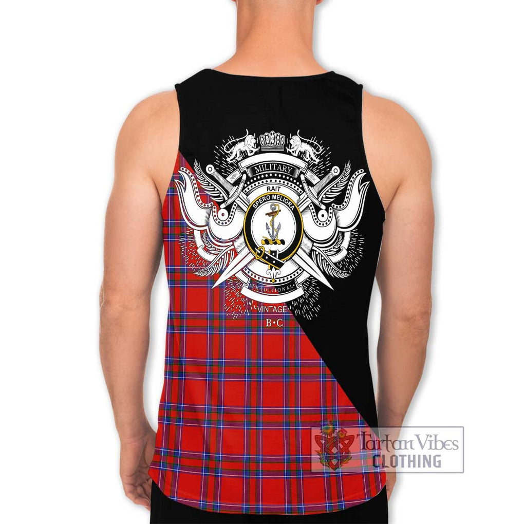 Rait Tartan Men's Tank Top with Family Crest and Military Logo Style - Tartanvibesclothing Shop