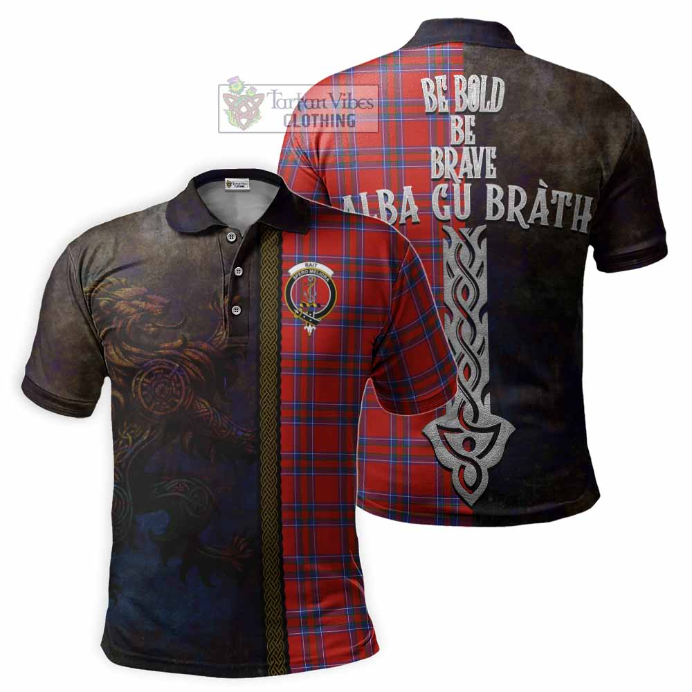 Tartan Vibes Clothing Rait Tartan Family Crest Polo Shirt Alba Gu Brath Be Brave Lion Ancient Style