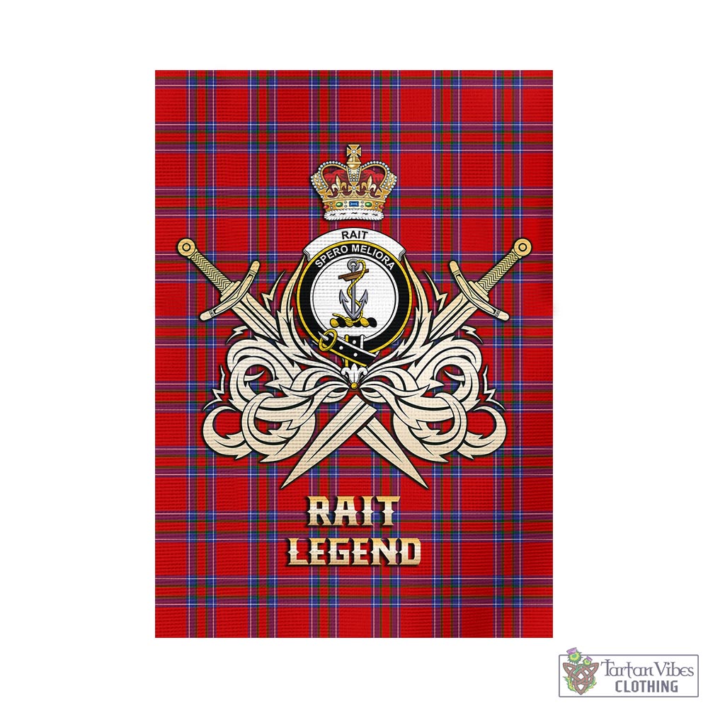 Tartan Vibes Clothing Rait Tartan Flag with Clan Crest and the Golden Sword of Courageous Legacy