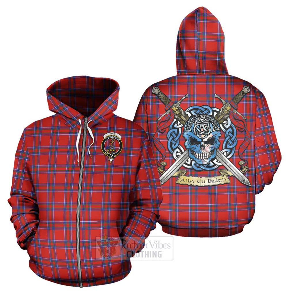 Rait Tartan Hoodie with Family Crest Celtic Skull Style - Tartan Vibes Clothing
