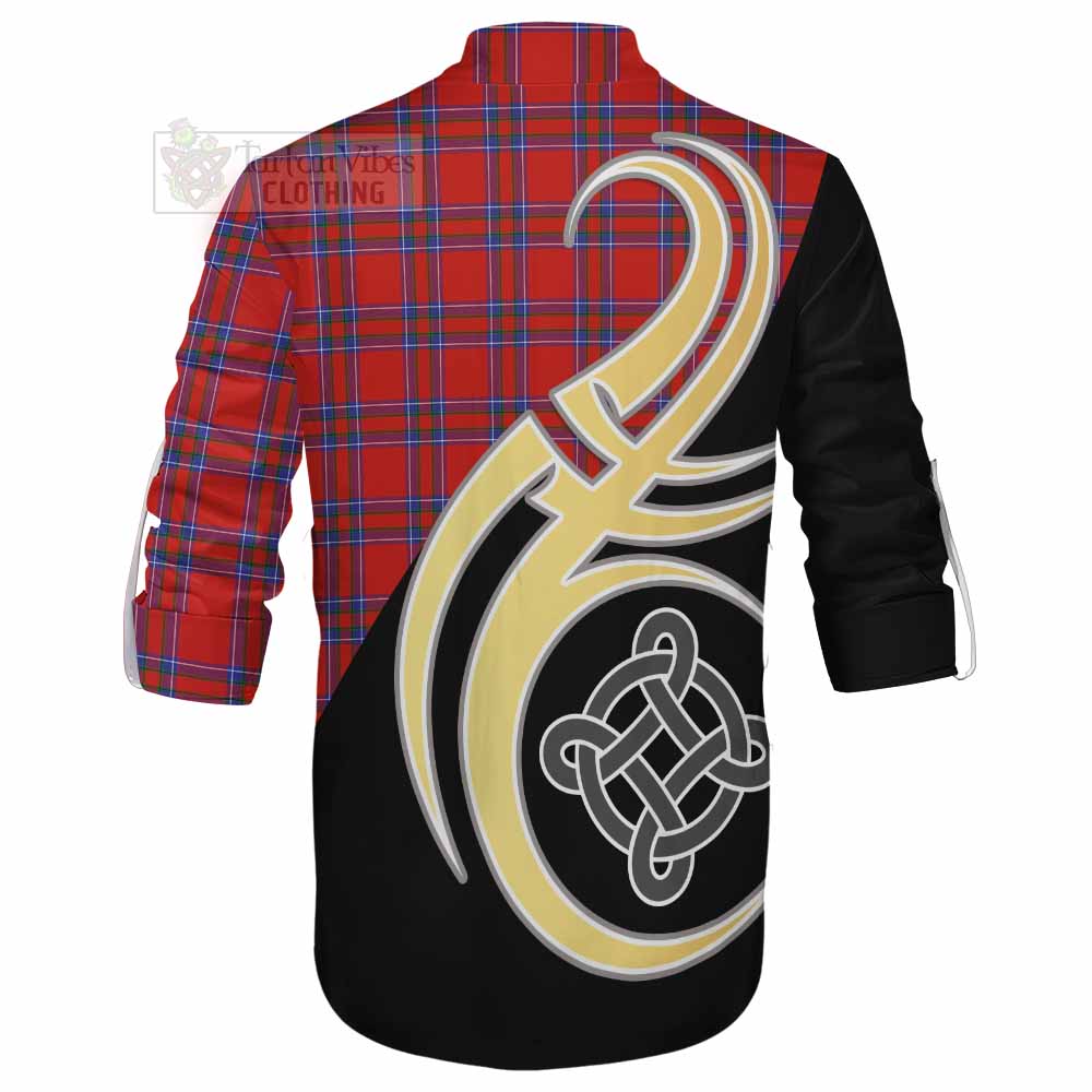 Tartan Vibes Clothing Rait Tartan Ghillie Kilt Shirt with Family Crest and Celtic Symbol Style