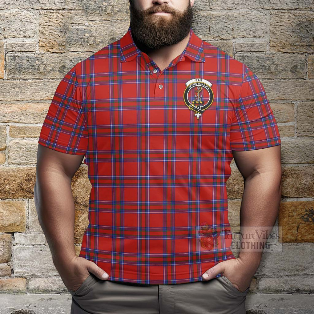 Tartan Vibes Clothing Rait Tartan Polo Shirt with Family Crest Celtic Skull Style