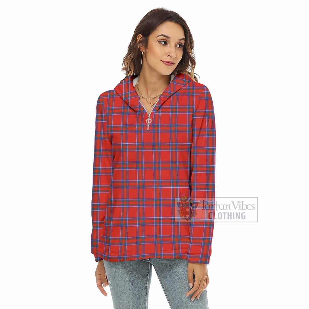 Tartan Vibes Clothing Rait Tartan Women's Borg  Half Zip Fleece Hoodie