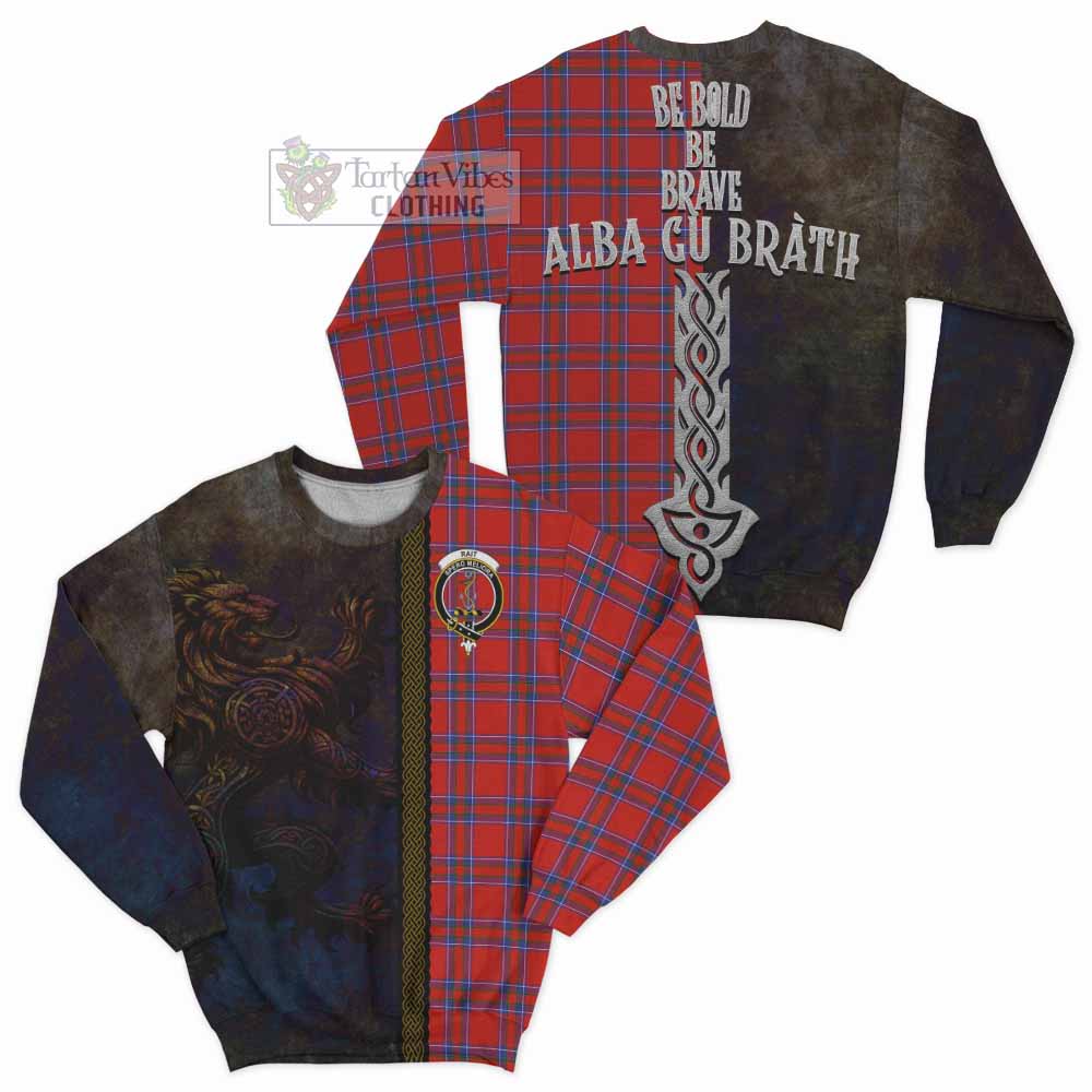 Tartan Vibes Clothing Rait Tartan Family Crest Sweatshirt Alba Gu Brath Be Brave Lion Ancient Style