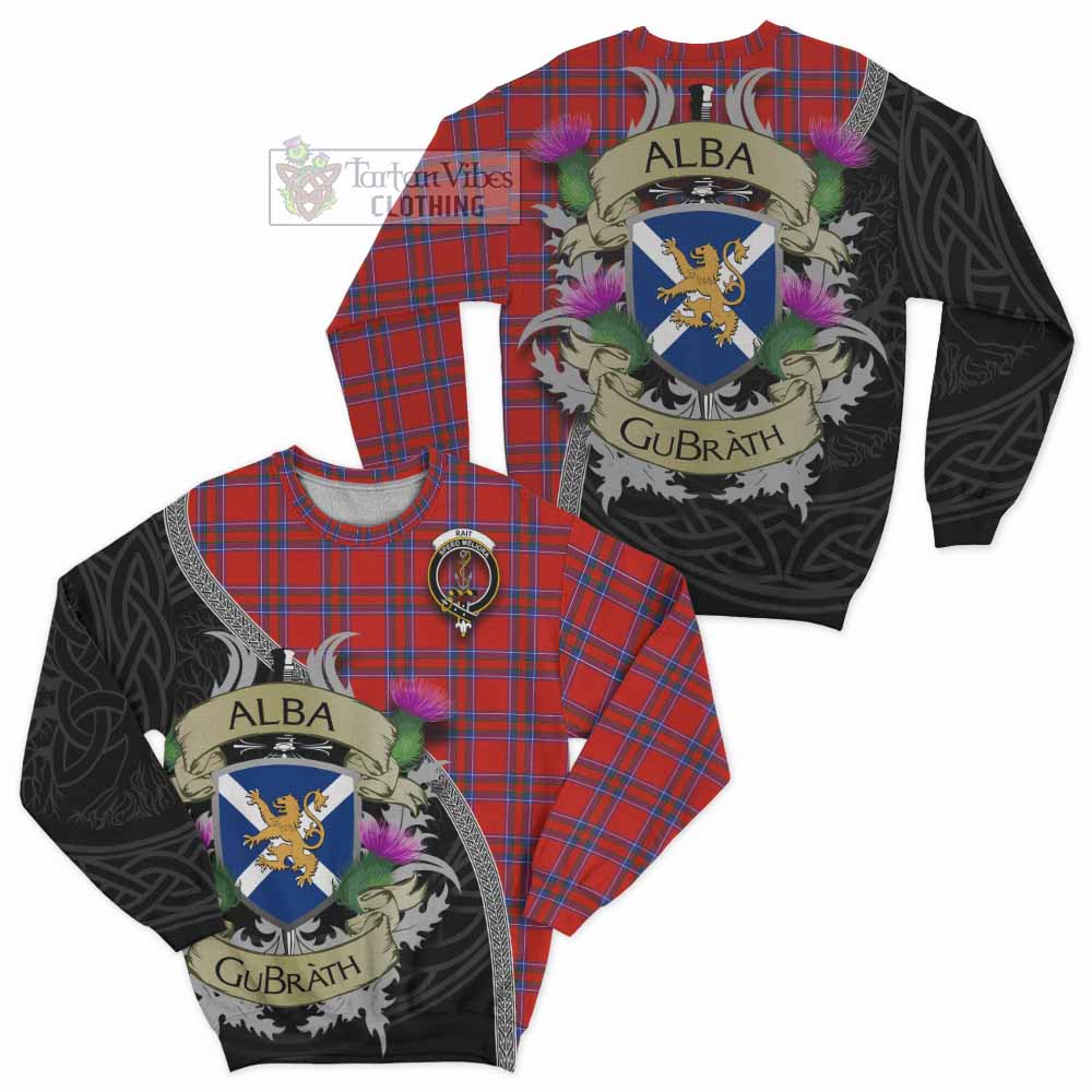 Tartan Vibes Clothing Rait Tartan Family Crest Sweatshirt Lion Rampant Royal Thistle Shield Celtic Inspired