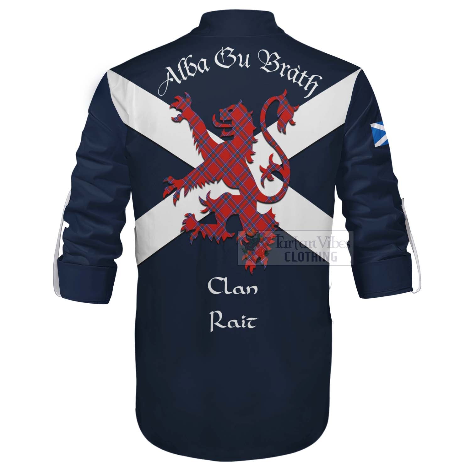 Tartan Vibes Clothing Rait Tartan Lion Rampant Ghillie Kilt Shirt Proudly Display Your Heritage with Alba Gu Brath and Clan Name