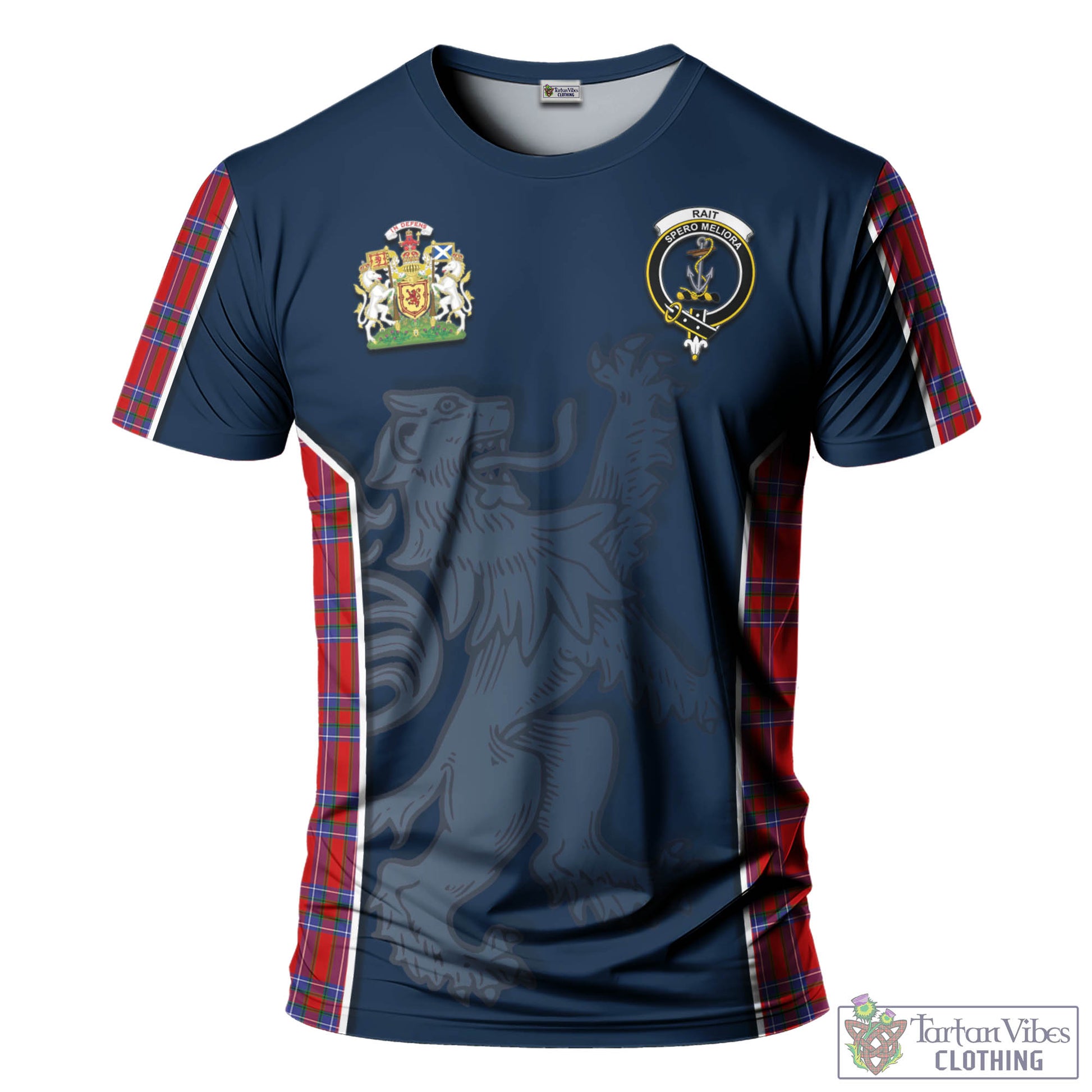 Tartan Vibes Clothing Rait Tartan T-Shirt with Family Crest and Lion Rampant Vibes Sport Style
