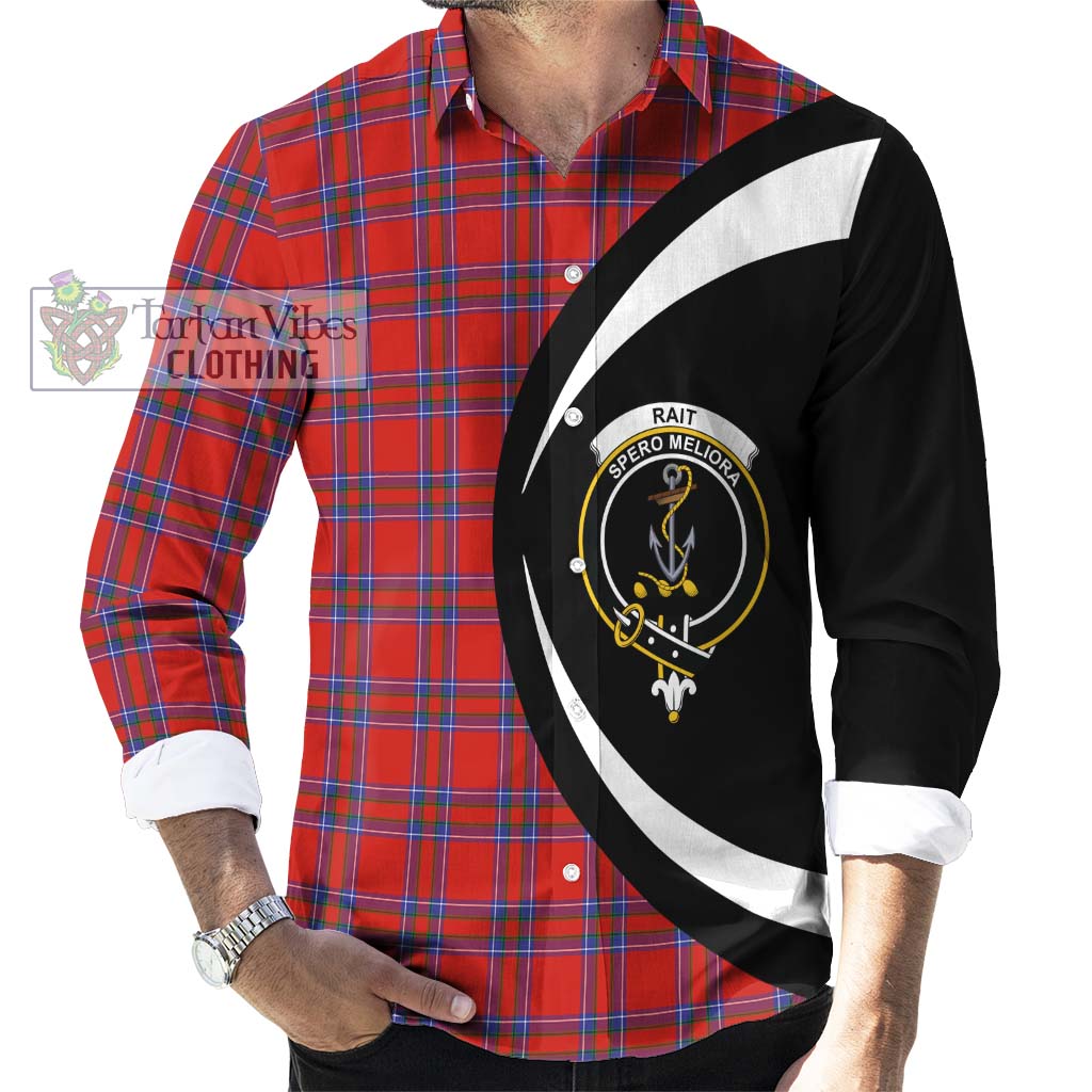 Rait Tartan Long Sleeve Button Up with Family Crest Circle Style - Tartan Vibes Clothing