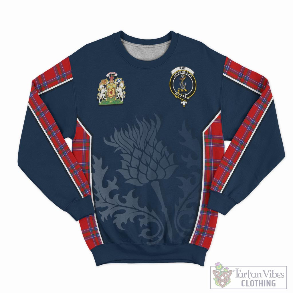 Tartan Vibes Clothing Rait Tartan Sweatshirt with Family Crest and Scottish Thistle Vibes Sport Style