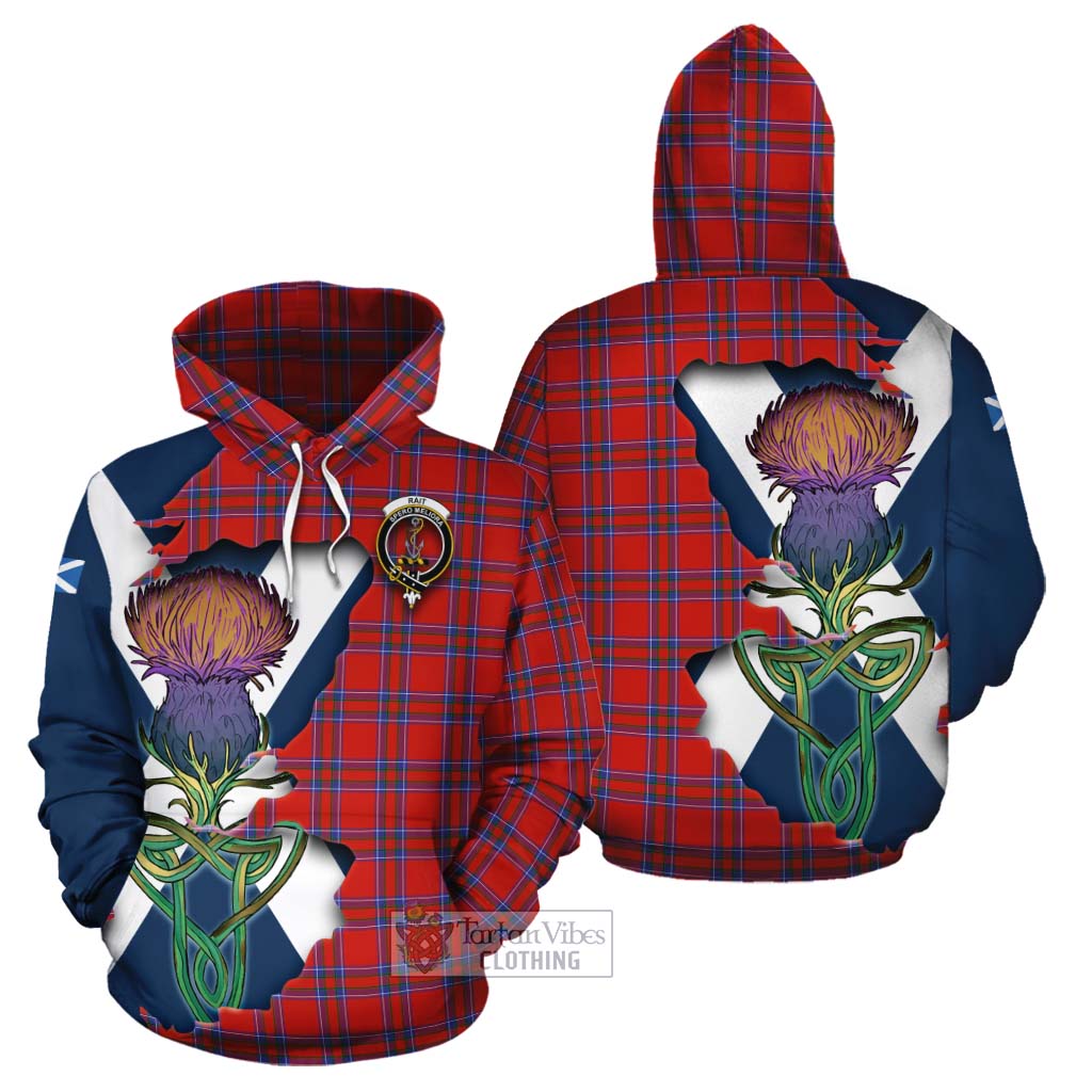 Tartan Vibes Clothing Rait Tartan Family Crest Cotton Hoodie Scottish Thistle Celtic Inspired