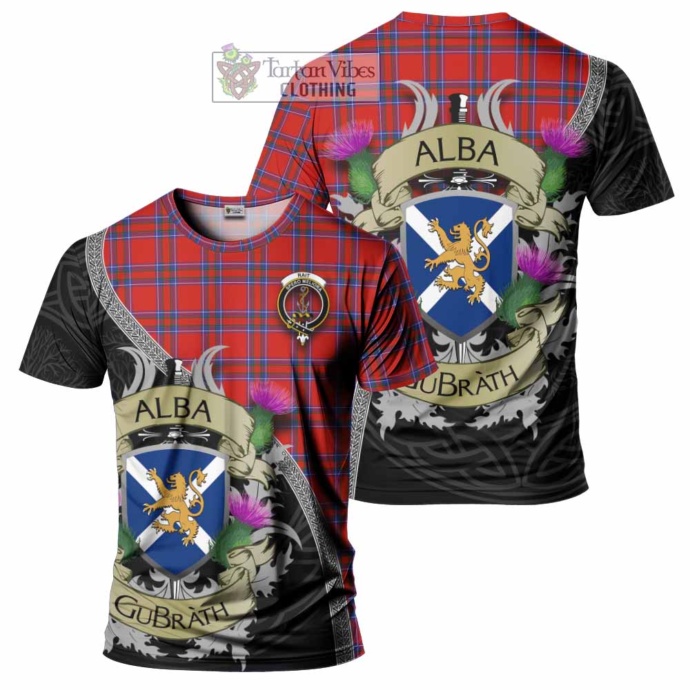 Tartan Vibes Clothing Rait Tartan Family Crest T-Shirt Lion Rampant Royal Thistle Shield Celtic Inspired