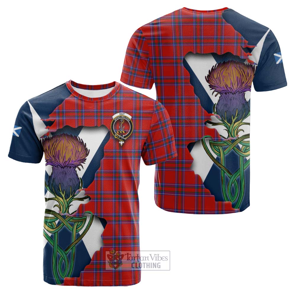 Tartan Vibes Clothing Rait Tartan Family Crest Cotton T-shirt Scottish Thistle Celtic Inspired