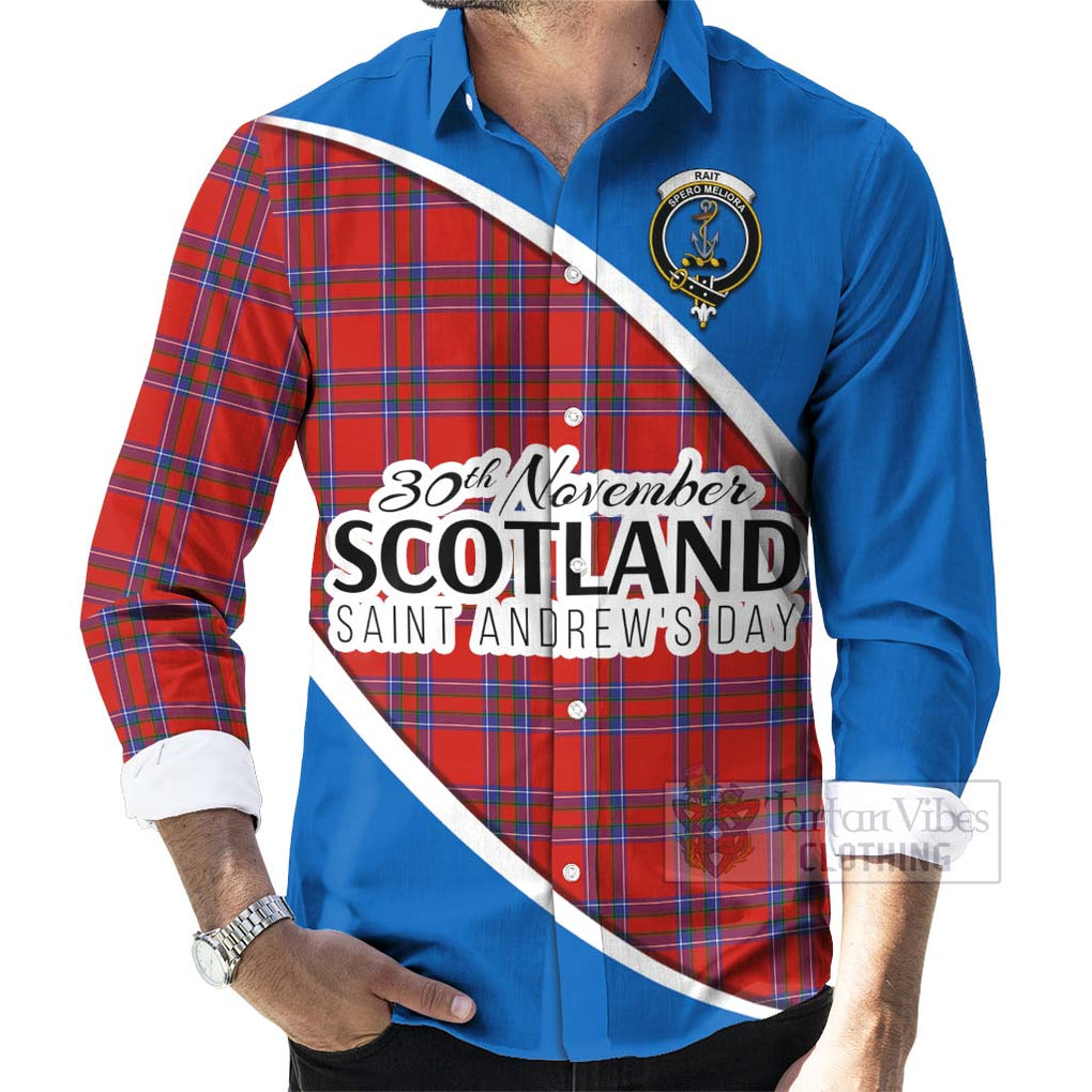 Tartan Vibes Clothing Rait Family Crest Tartan Long Sleeve Button Shirt Celebrate Saint Andrew's Day in Style