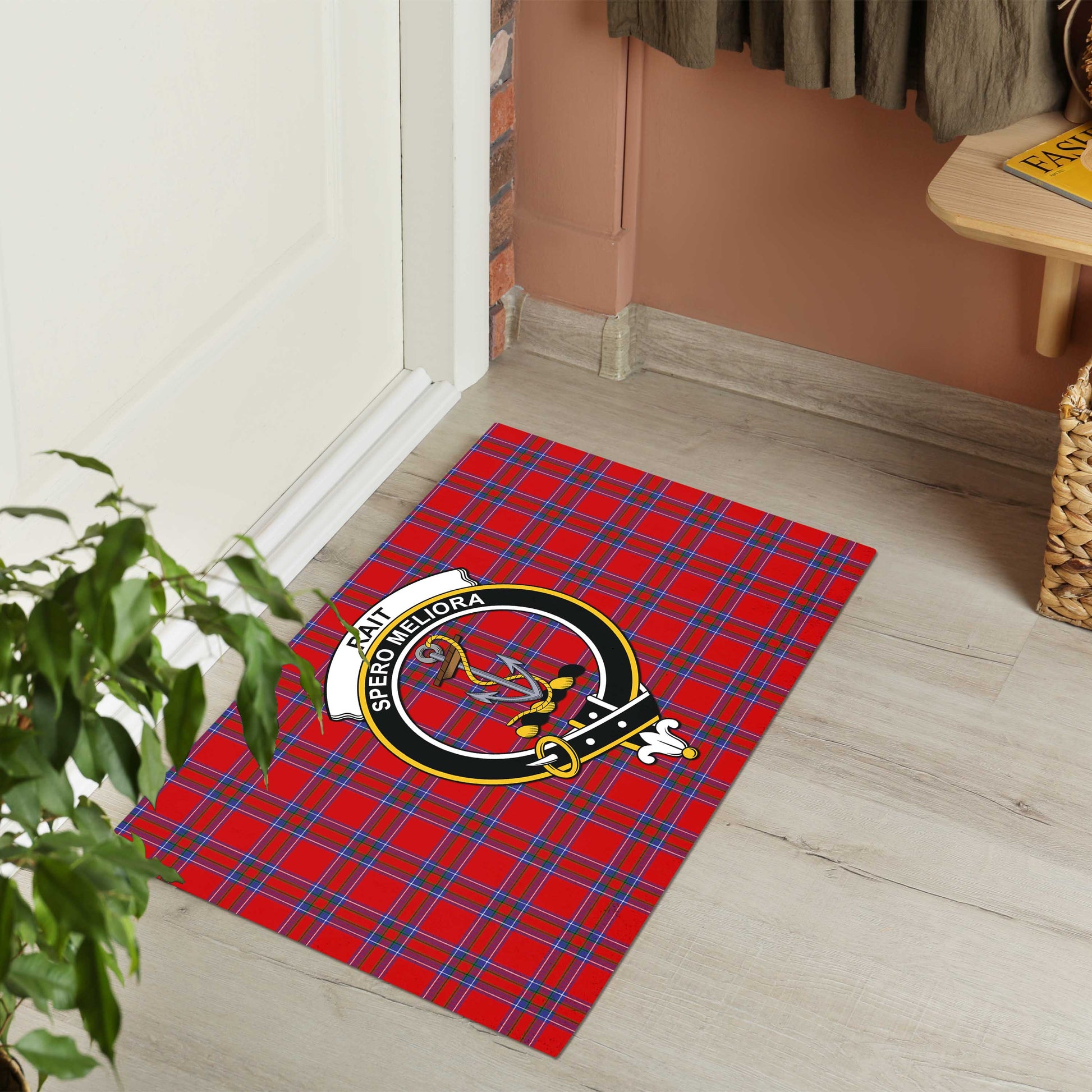 Rait Tartan Door Mat with Family Crest - Tartanvibesclothing