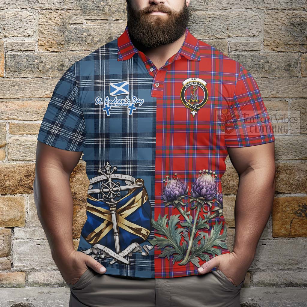 Tartan Vibes Clothing Rait Tartan Polo Shirt Happy St. Andrew's Day Half Tartan Style