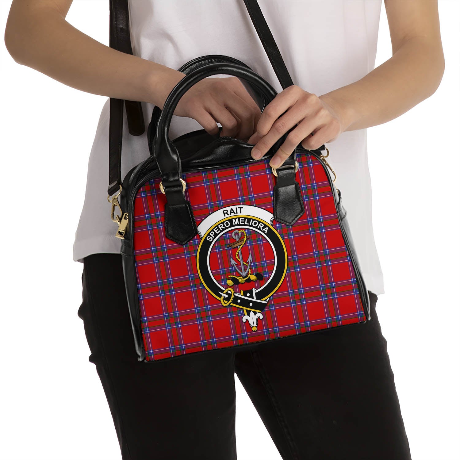 Rait Tartan Shoulder Handbags with Family Crest - Tartanvibesclothing