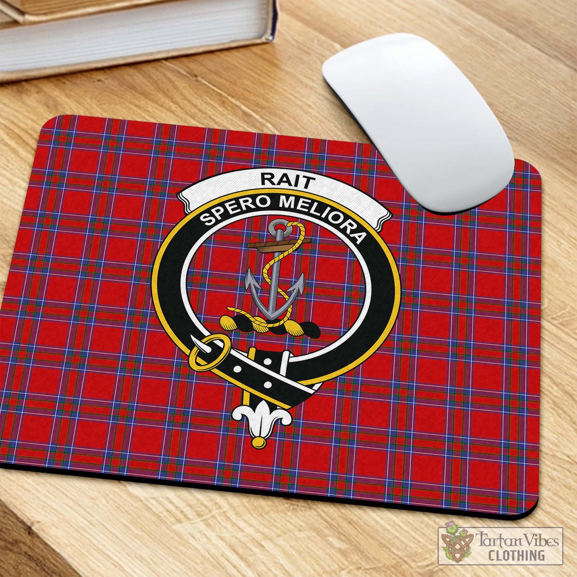 Tartan Vibes Clothing Rait Tartan Mouse Pad with Family Crest