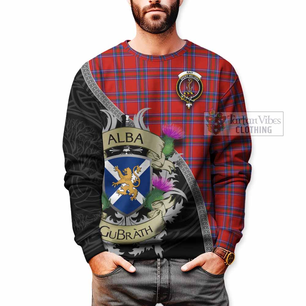Tartan Vibes Clothing Rait Tartan Family Crest Sweatshirt Lion Rampant Royal Thistle Shield Celtic Inspired