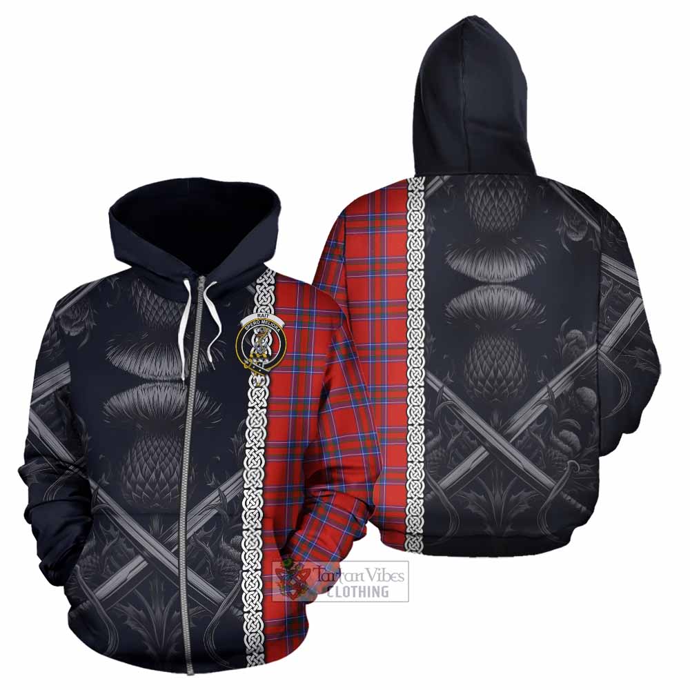 Tartan Vibes Clothing Rait Tartan Hoodie with Family Crest Cross Sword Thistle Celtic Vibes