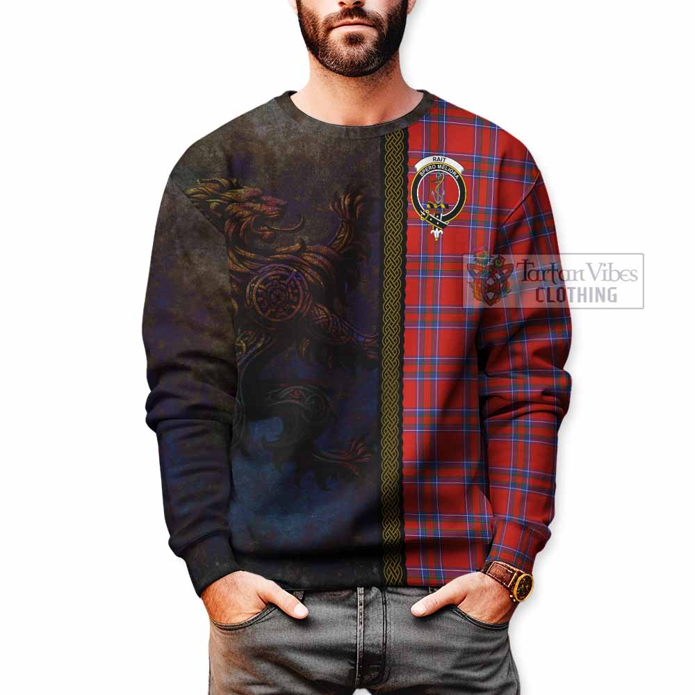 Tartan Vibes Clothing Rait Tartan Family Crest Sweatshirt Alba Gu Brath Be Brave Lion Ancient Style