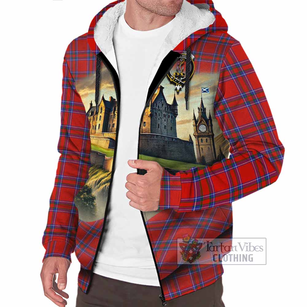 Tartan Vibes Clothing Rait Tartan Family Crest Sherpa Hoodie with Scottish Ancient Castle Style