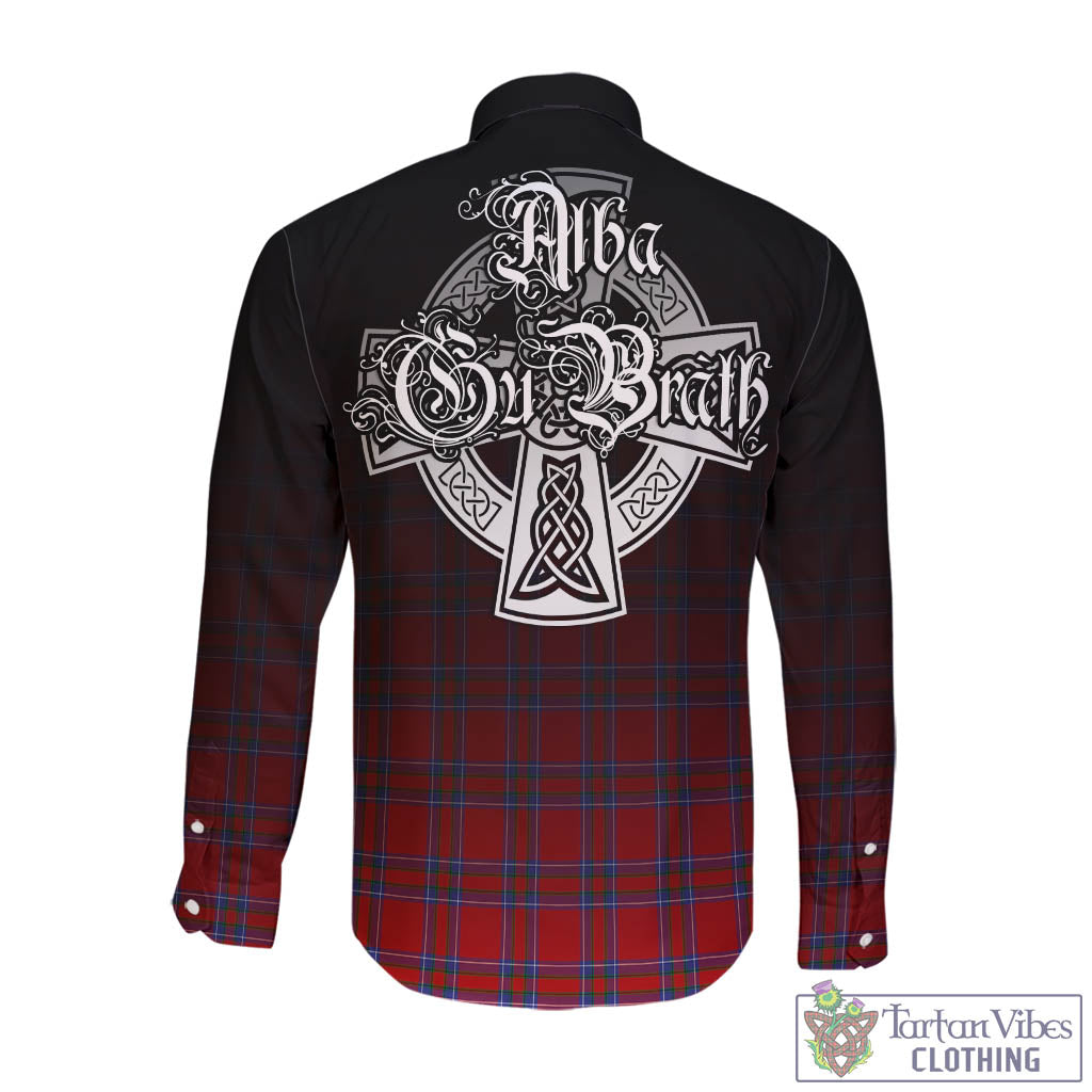 Tartan Vibes Clothing Rait Tartan Long Sleeve Button Up Featuring Alba Gu Brath Family Crest Celtic Inspired