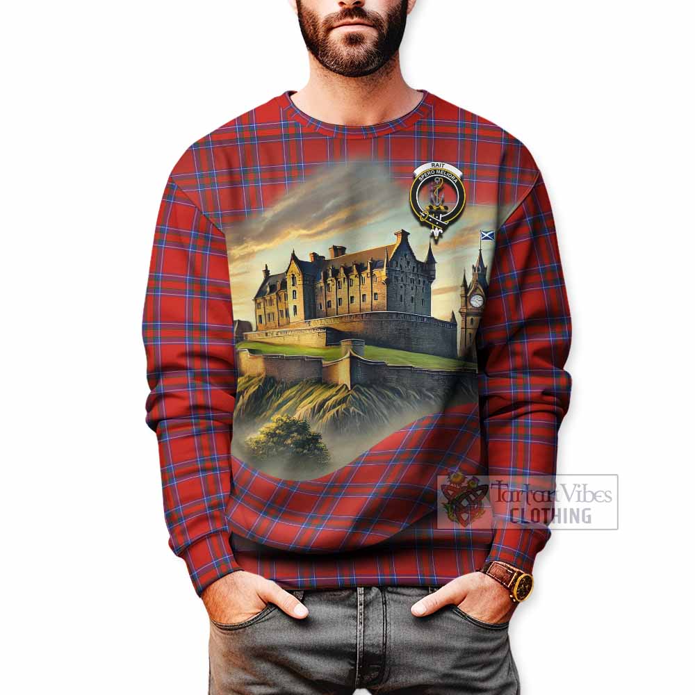 Tartan Vibes Clothing Rait Tartan Family Crest Sweatshirt with Scottish Ancient Castle Style