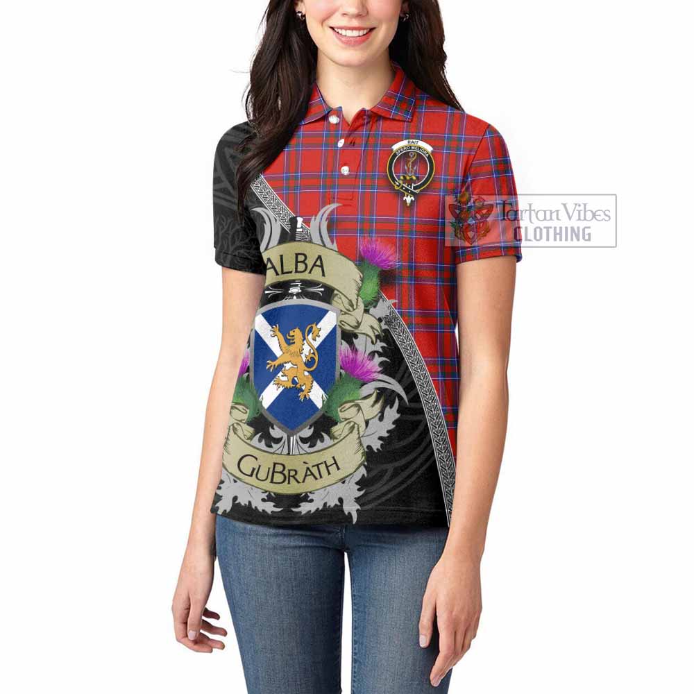 Tartan Vibes Clothing Rait Tartan Family Crest Women's Polo Shirt Lion Rampant Royal Thistle Shield Celtic Inspired