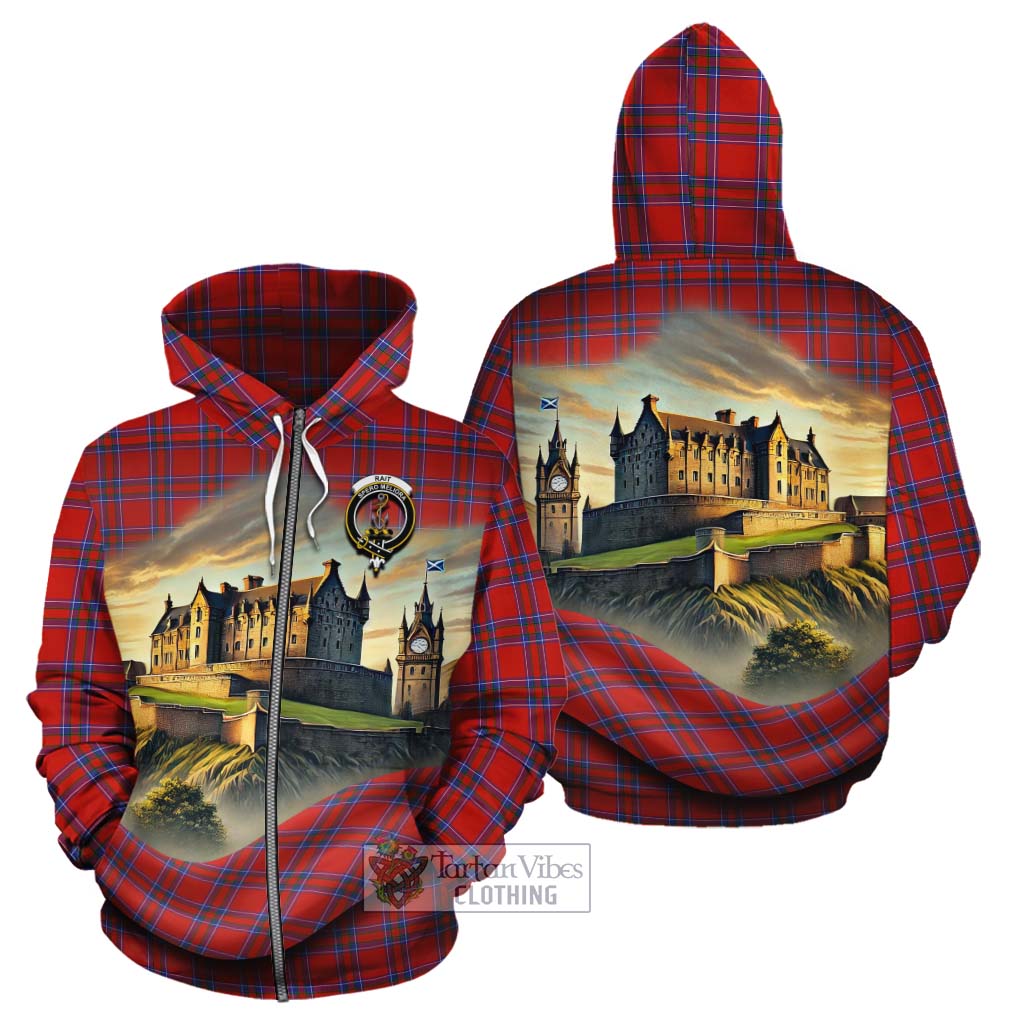 Tartan Vibes Clothing Rait Tartan Family Crest Cotton Hoodie with Scottish Ancient Castle Style