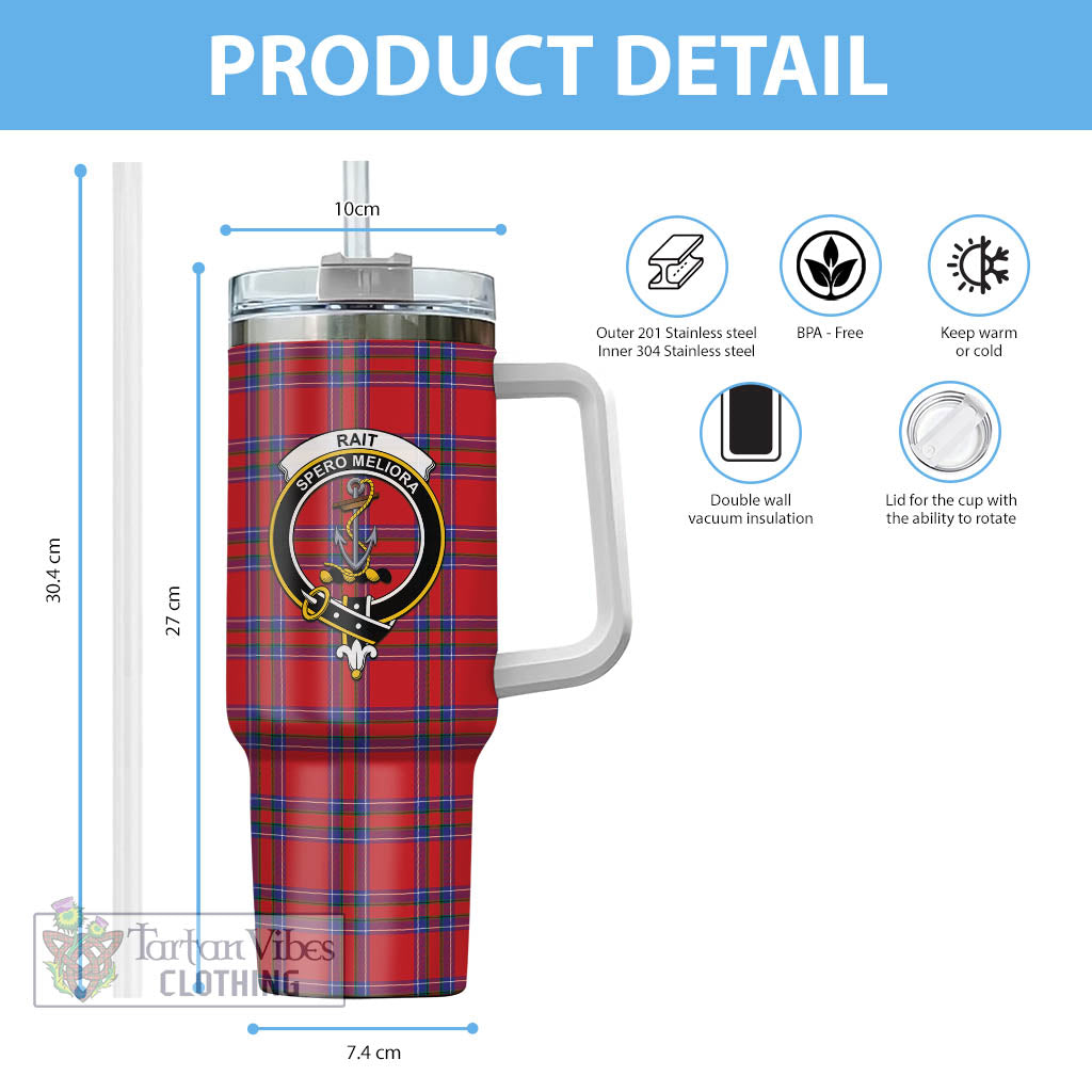 Tartan Vibes Clothing Rait Tartan and Family Crest Tumbler with Handle